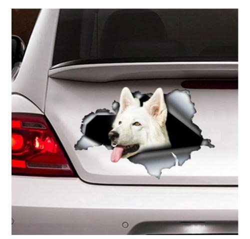 GAETOYEN Autoaufkleber Hund Personalisiert 15Cm Weißer Schweizer Schäferhund Auto Aufkleber, Hund Auto Aufkleber, Schweizer Schäferhund Aufkleber, Schweizer Schäferhund Aufkleber Css1A17011 von GAETOYEN