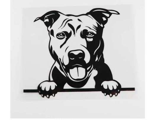 GAETOYEN Autoaufkleber Hund Personalisiert 17,5 cm X 14,4 cm Kreative Pitbull Spähender Hund Vinyl Auto Aufkleber Schwarz/Silber Css1A9692 von GAETOYEN