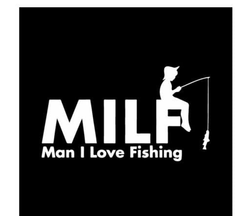 GAETOYEN Autoaufkleber Hund Personalisiert 21Cm（8.6 Inches） Milf Man I Love Fishing Fish Lustiger Autoaufkleber, Vinyl-Aufkleber, Schwarz/Silber(def1m8087) von GAETOYEN