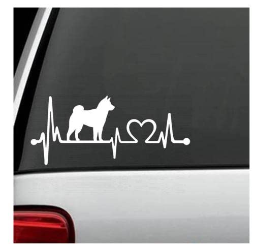 GAETOYEN Autoaufkleber Hund Personalisiert 21Cm（8.6 Inches） Shiba Inu Heartbeat Lifeline Hund Aufkleber Aufkleber Fenster Laptop Art(def1m13415) von GAETOYEN