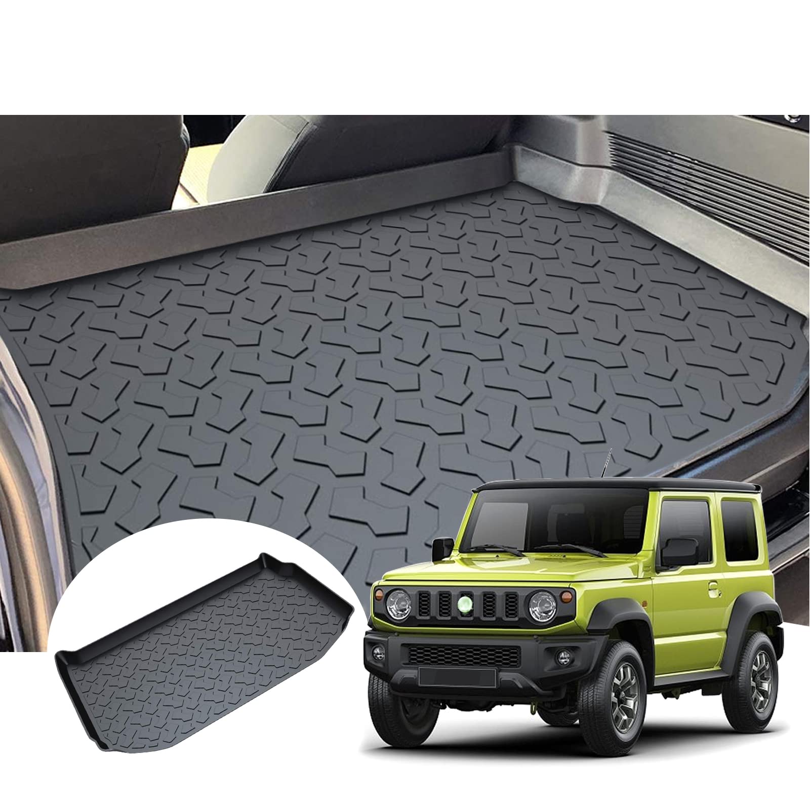 GAFAT 2018 2019 Suzuki Jimny Kofferraummatte, Jimny Kofferraumwanne Matten Original 3D Scanner, TPO 3D Jimny Zubehör (Nur für 2 Personen in Sitzen) [Nicht für 2021-23] von GAFAT