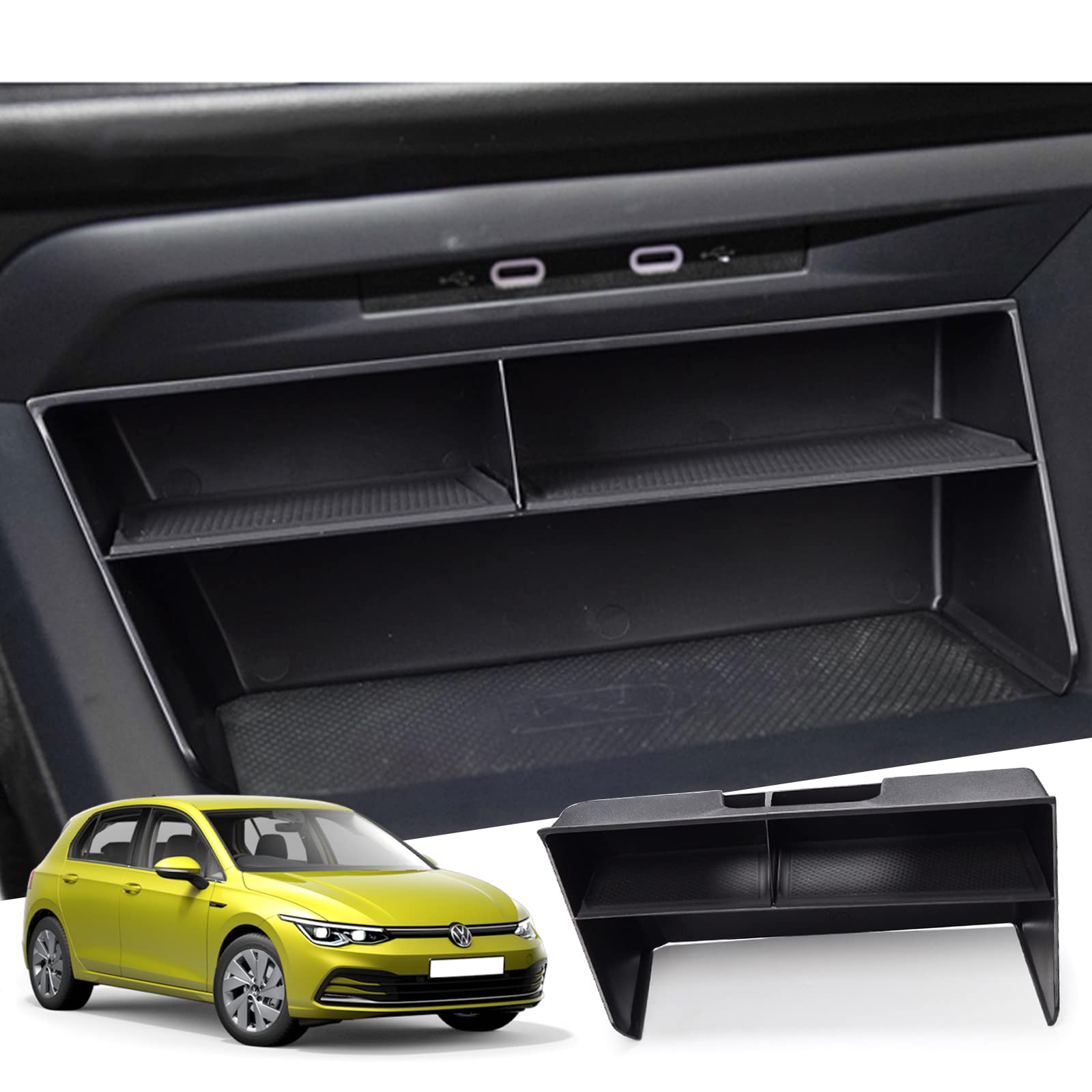 GAFAT V-W Golf 8 GTI GTE GTD Alltrack R Variant 2020-2023 2024 Mittelkonsole Ablagefächer, Golf MK8 Multifunktionale Aufbewahrungsbox Interieur Organizer Tray, Kompatibel mit VW Golf 8 von GAFAT