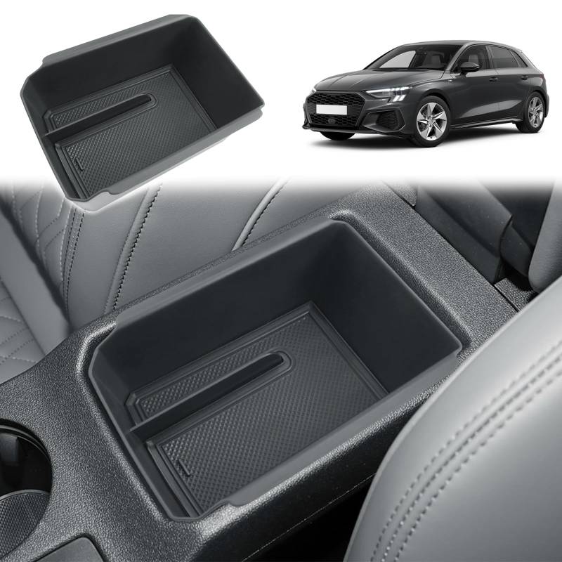 GAFAT Kompatibel mit A3 8Y Sportback 2020-2024 2025 Mittelkonsole Aufbewahrungsbox, Neu A3 8Y Facelift Armlehne A3 Sportback 2024 Organizer Ablagen, A3 8Y Zubehör von GAFAT