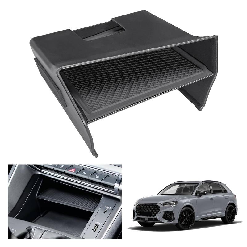 GAFAT Kompatibel mit Q3 F3 2019-2024 Mittelkonsole Aufbewahrungsbox, Q3 Sportback S-Line RS Q3 2023 Organizer Tray Handschuhfach Unten die Mittelkonsole, Q3 2024 Zubehör von GAFAT