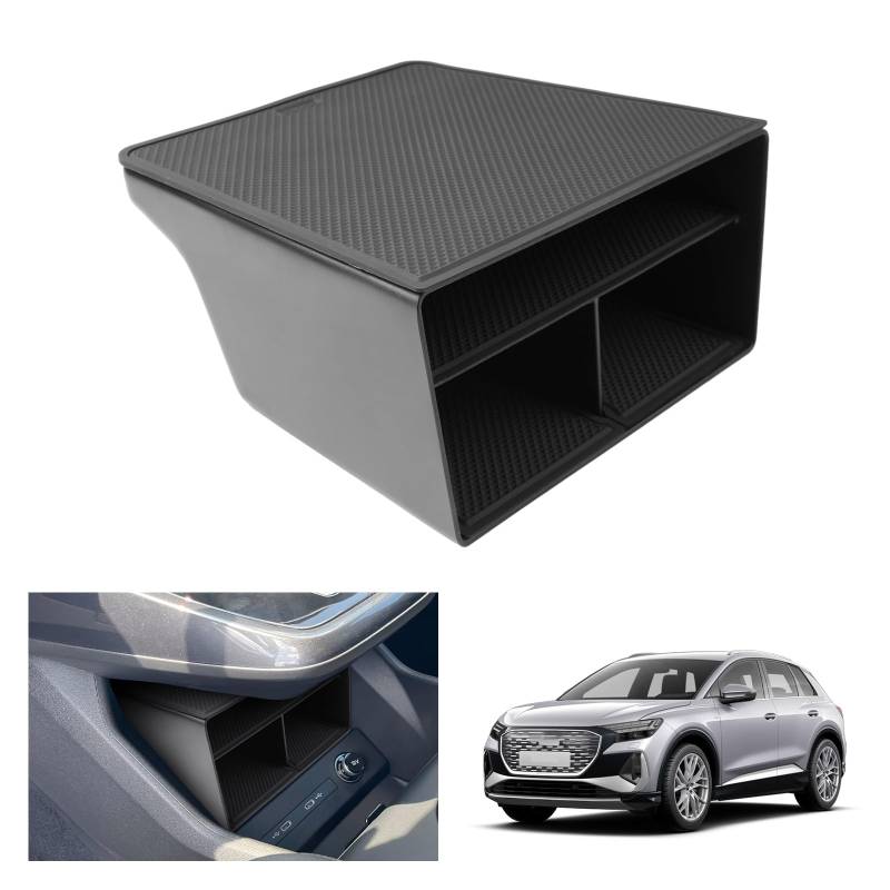 GAFAT Kompatibel mit Q4 Etron EV 2021-2024 2025 Mittelkonsole Aufbewahrungsbox, Q4 etron Sportback 2023 Organizer Tray Handschuhfach Unten die Mittelkonsole von GAFAT