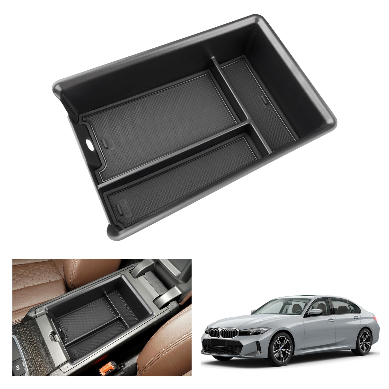 GAFAT Kompatibel mit BMW 3er G20 G21 2019-2024 2025/ 4er G22 i4 G26/ i3 G28 2023-2025 Mittelkonsole Aufbewahrungsbox, Armlehne Organizer Tray Handschuhfach, 3er G21 Zubehör (Schwarz) von GAFAT