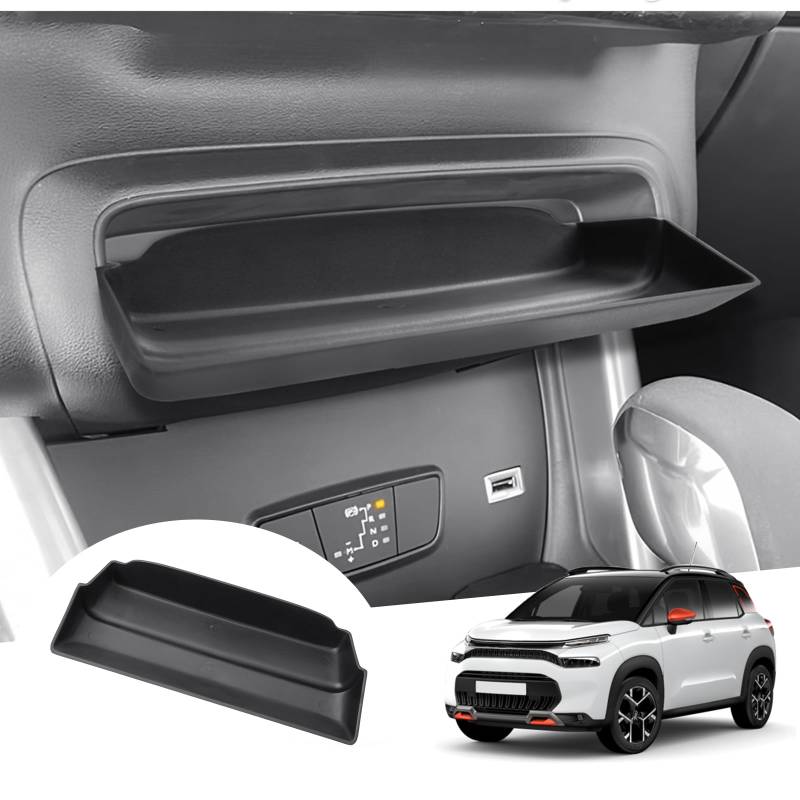 GAFAT Kompatibel mit Citroen C3 Aircross 2017-2023 2024 Mittelkonsole Aufbewahrungsbox, Organizer Tray Ablagen Handschuhfach vor dem Schalthebel, C3 Aircross Zubehör von GAFAT