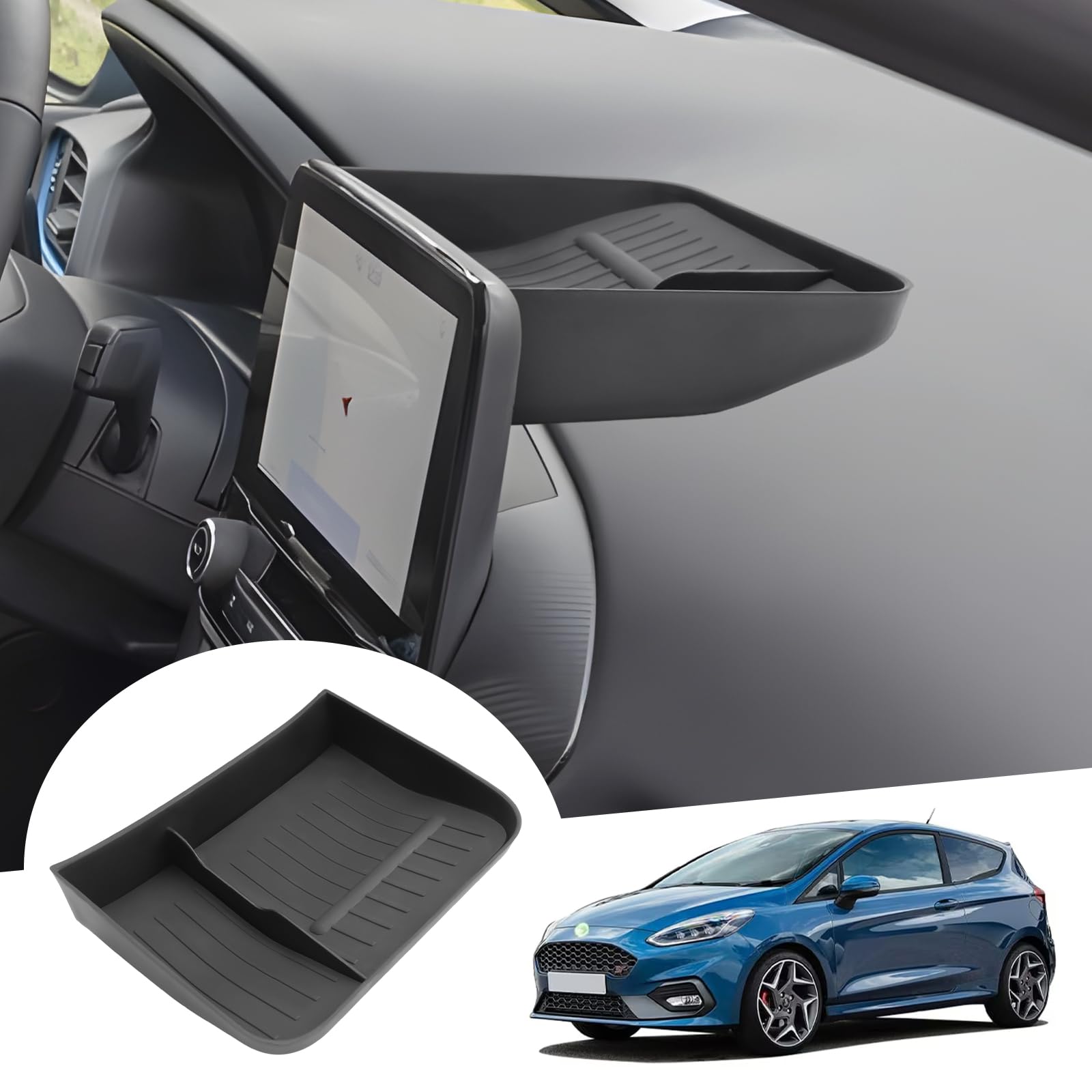 GAFAT Kompatibel mit Ford Fiesta ST MK8 2017-2024 8" Mittelkonsole Aufbewahrungsbox, Hinter dem Navigation Bildschirm Ablagen Organizer Tray für 8 Zoll Fo-rd SYNC 3 von GAFAT