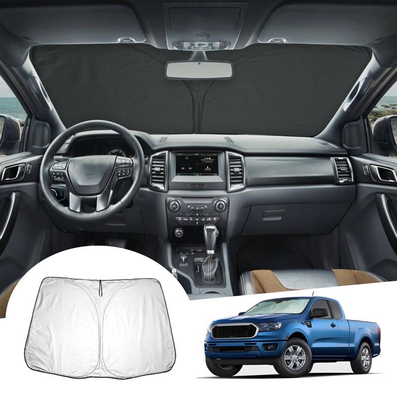 GAFAT Kompatibel mit Ford Ranger T6 Raptor Wildtrak 2015-2023 Sonnenschutz Frontscheibe Innen, Ranger Bj. 2015-2023 Windschutzscheibe Sonnenschirm Sonnenblende, Abkühlung, UV Schutz von GAFAT