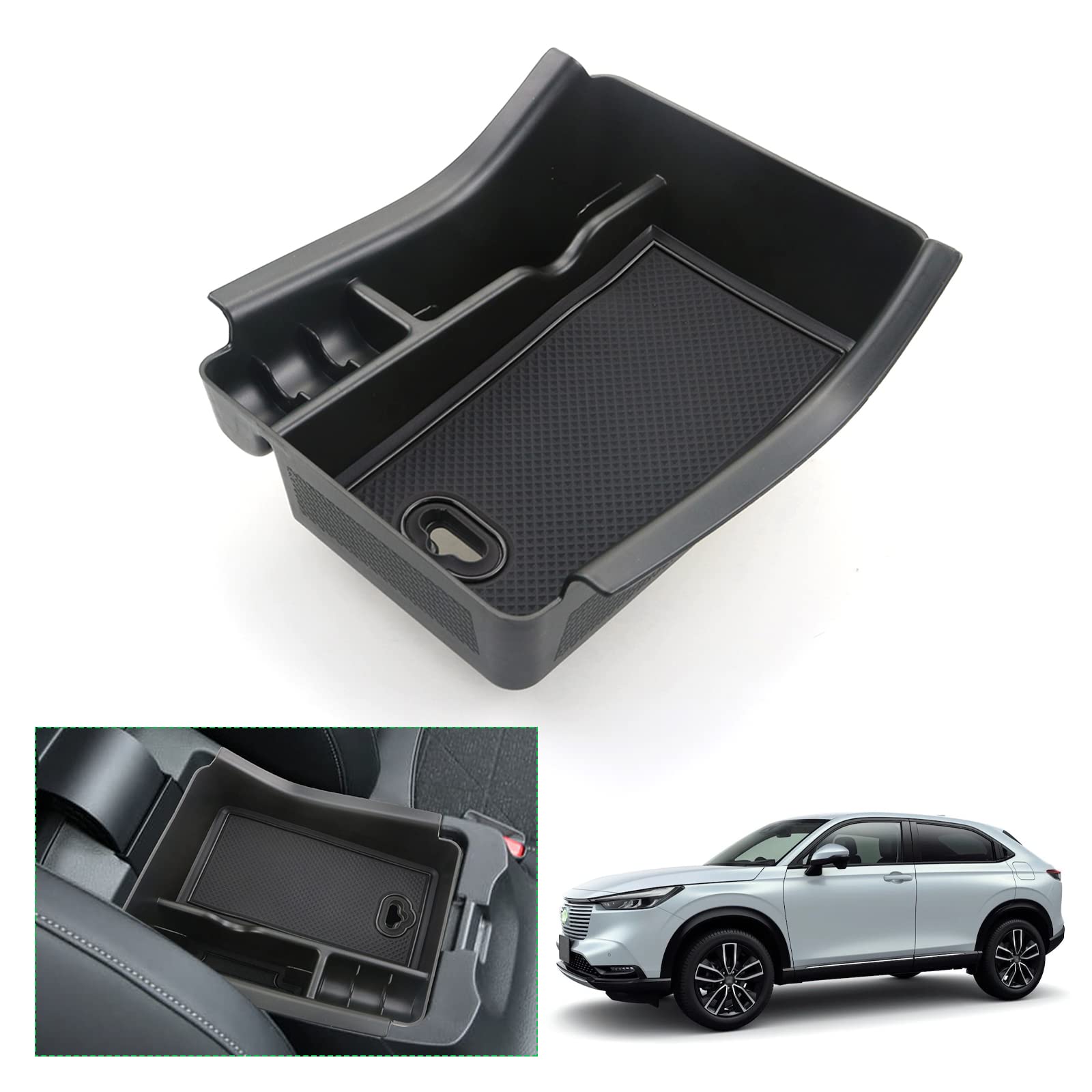 GAFAT Kompatibel mit Honda HR-V 2022-2024 2025 Mittelkonsole Aufbewahrungsbox, HRV 2023 Armlehne Organizer Tray Mittelarmlehne Handschuhfach, HRV 2024 zubehör (Schwarz) von GAFAT