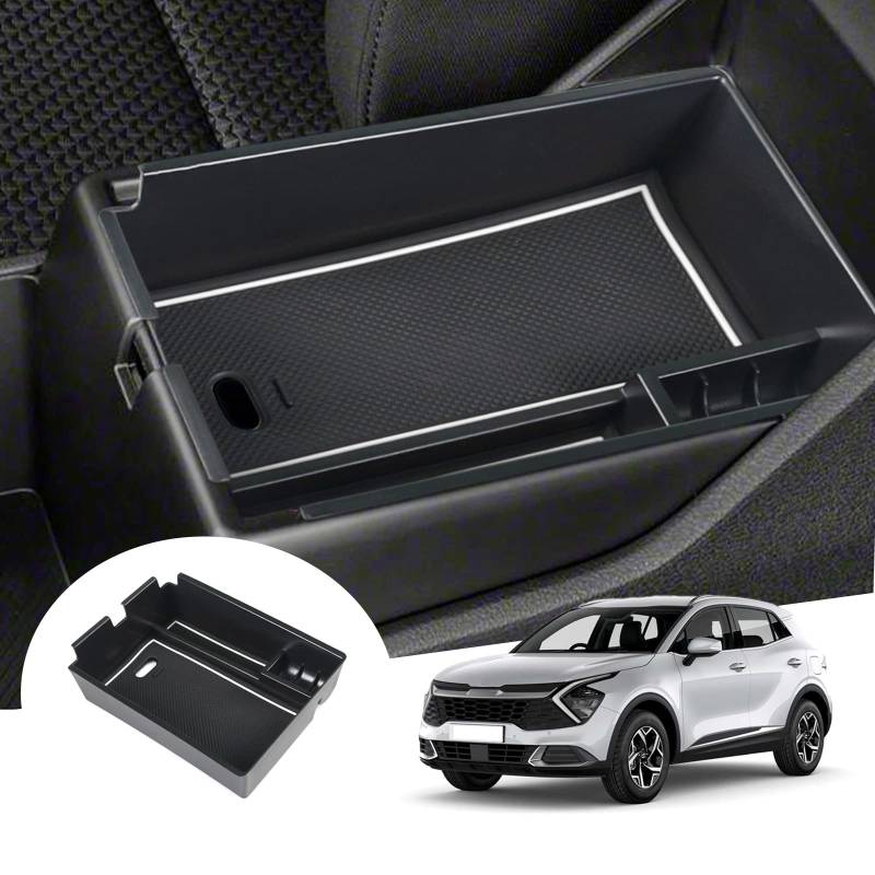 GAFAT Kompatibel mit Kia Sportage NQ5 2022-2023 2024 (Automatikgetriebe) Mittelkonsole Aufbewahrungsbox, Sportage 2023 Armlehne Organizer Tray Handschuhfach, Sportage 2023 Zubehör (Weiß) von GAFAT