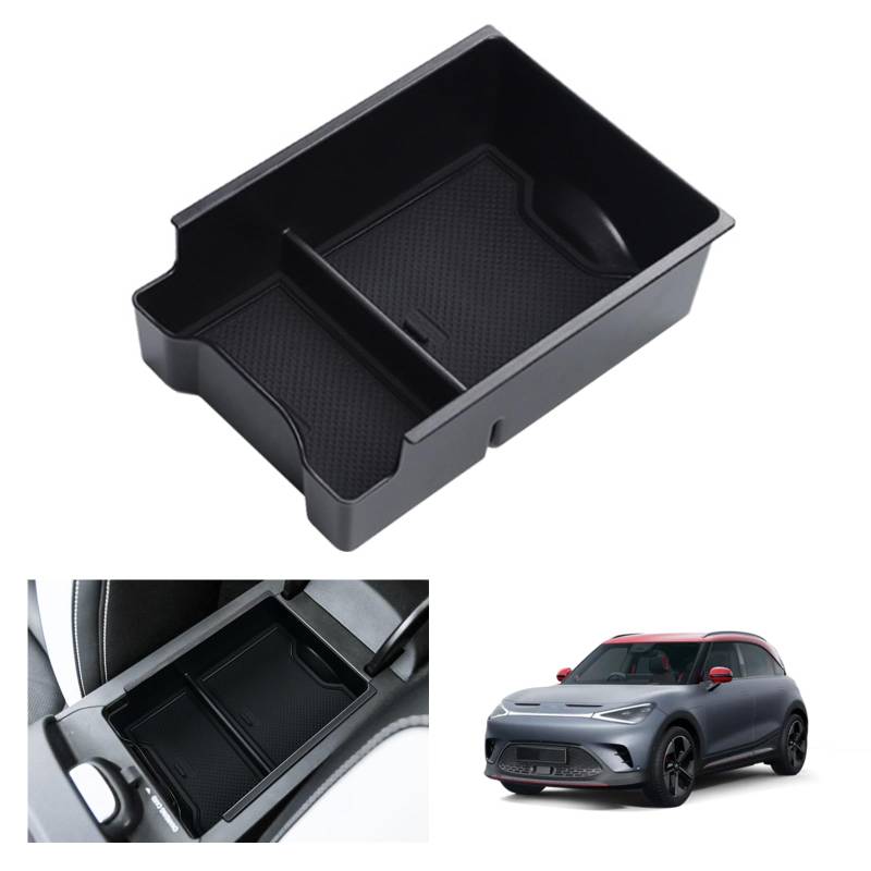 GAFAT Kompatibel mit Smart #1 EV Electric 2023 2024 2025 Mittelkonsole Aufbewahrungsbox, Smart 1 Armlehne Organizer Tray Handschuhfach, Smart #1 Zubehör (Schwarz 1) von GAFAT