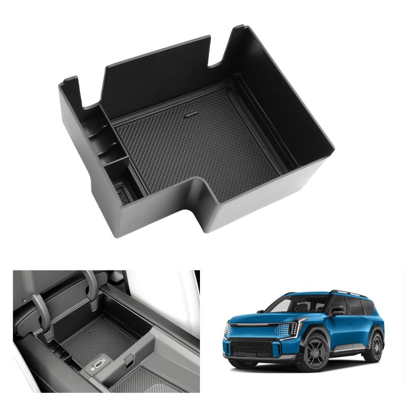 GAFAT Kompatibel mit Neu Kia EV9 GT-Line 2024 2025 Mittelkonsole Aufbewahrungsbox, EV9 2024 Armlehne Organizer Tray Ablagen Handschuhfach, EV9 Zubehör von GAFAT