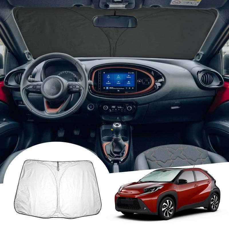 GAFAT Kompatibel mit Neu Toyota Aygo X AB70 2022-2024 2025 Sonnenschutz Frontscheibe Innen, Aygo X Windschutzscheibe Sonnenschirm Sonnenblende, Abkühlung, UV Schutz, Aygo X Zubehör von GAFAT