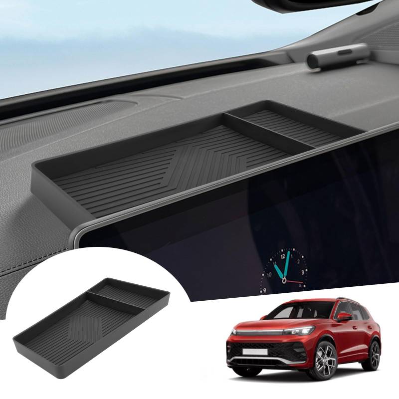 GAFAT Kompatibel mit Neu VW Tiguan 3 2024 2025 15 Zoll Mittelkonsole Aufbewahrungsbox, Ablagen Hinter dem Bildschirm Organizer Tray für 15" Discover Pro Max Screen [Nicht für 12,9"] von GAFAT