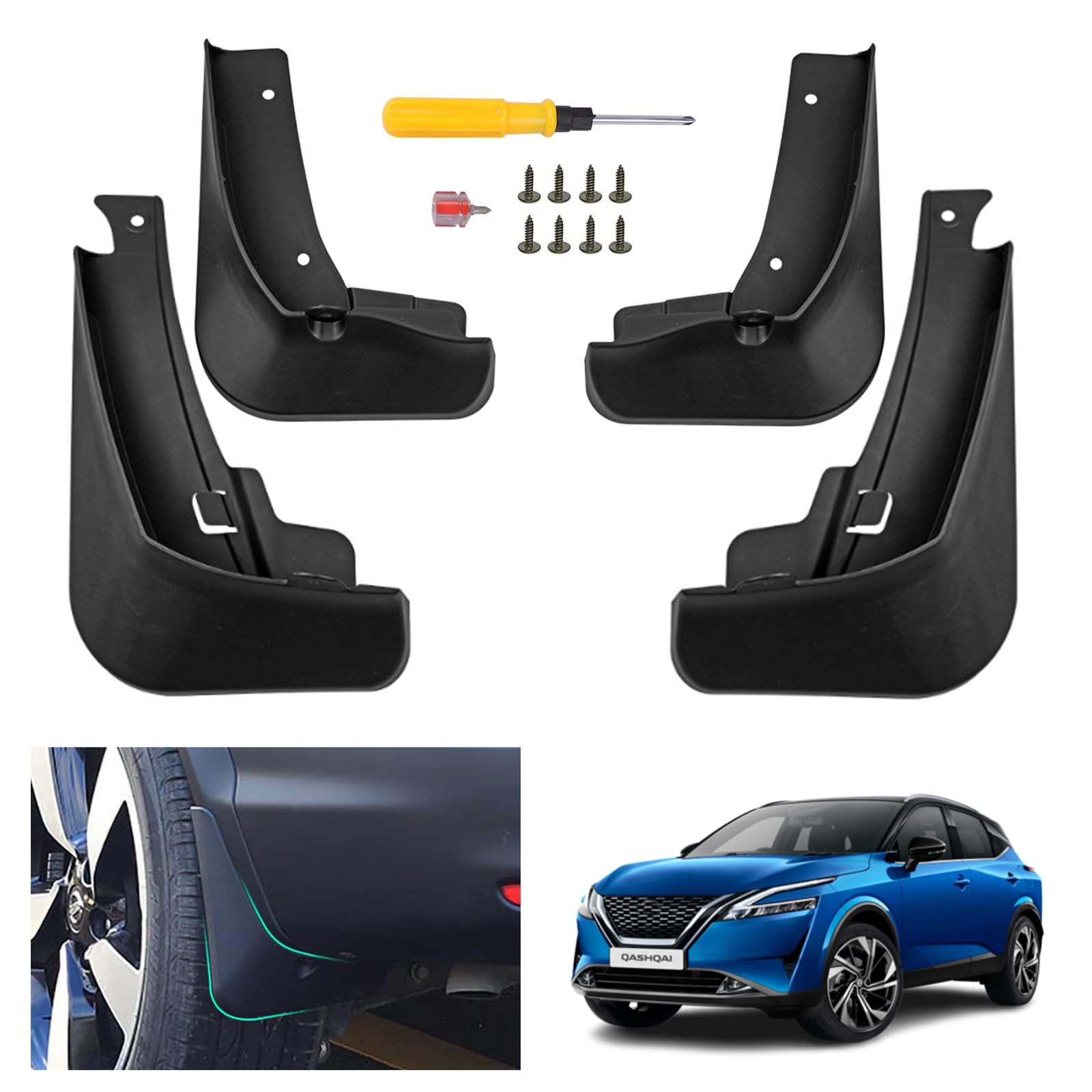 GAFAT Kompatibel mit Nissan Qashqai J12 e-Power 2022-2024 2025 Schmutzfänger, Qashqai J12 Hybrid ab 2022 Kotflügel Vorne und Hinten, Mud Flaps Spritzschutz Auto, Kein Bohren (4 Stück) von GAFAT