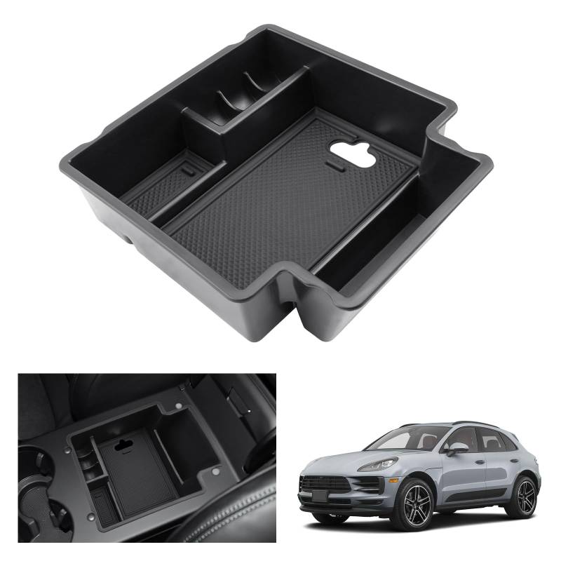 GAFAT Kompatibel mit Porsche Macan 2015-2023 2024 Mittelkonsole Aufbewahrungsbox, für Macan Bj.2014 Armlehne Organizer Tray Handschuhfach, Macan Zubehör von GAFAT