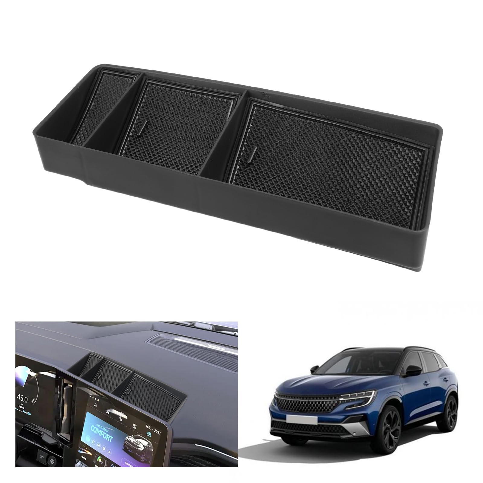 GAFAT Kompatibel mit Renault Austral/Espace VI/Rafale 2023 2024 2025 12" Mittelkonsole Aufbewahrungsbox, Austral E-Tech Hybrid 12" OpenR hinter dem Bildschirm Ablagen Organizer Tray [Nicht für 9" ] von GAFAT