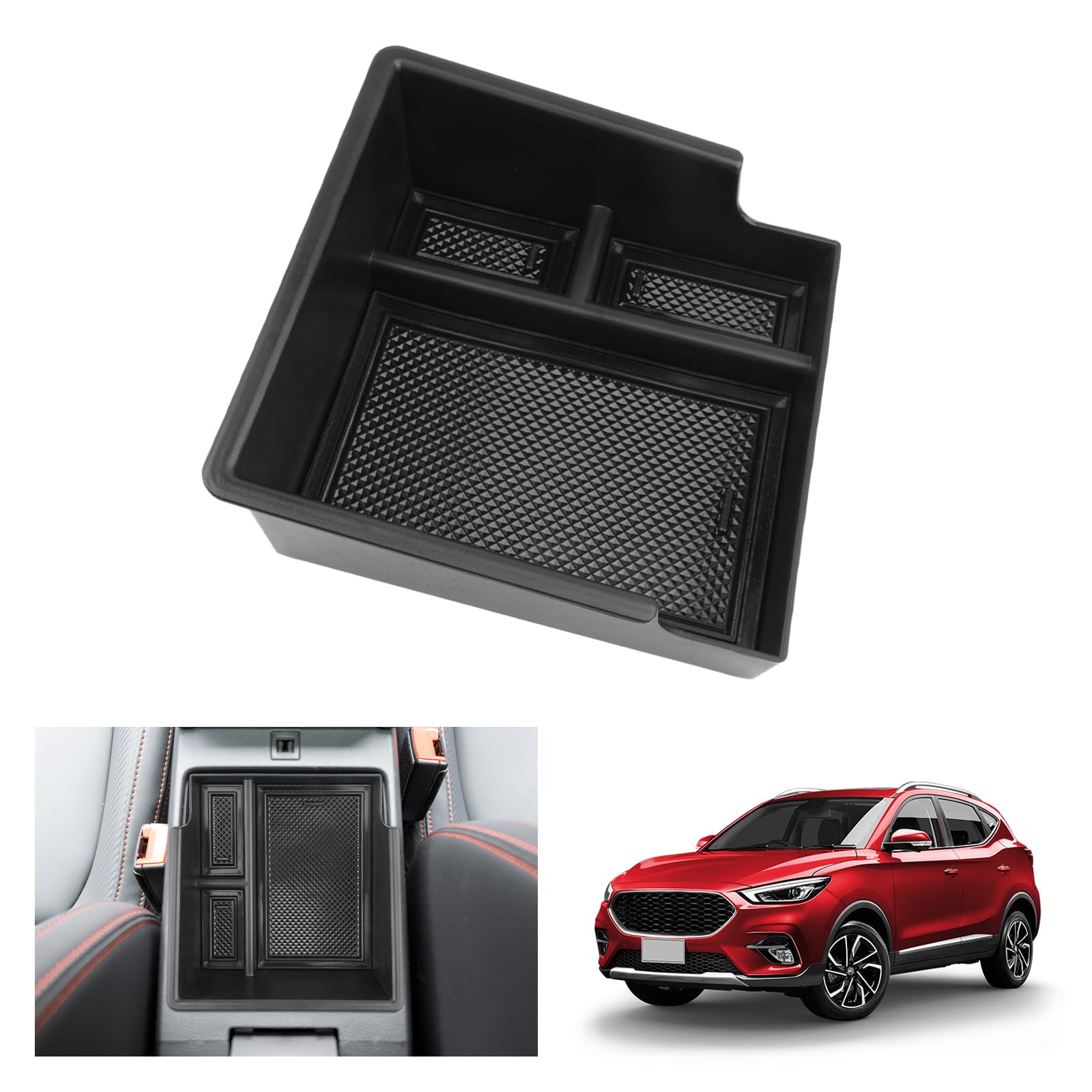 GAFAT MG ZS Facelift 2022 2023 2024 (Manuelle Handbremse) Mittelkonsole Aufbewahrungsbox, MG ZS 2023 Armlehne Organizer Tray Handschuhfach, MG ZS Zubehör [Nicht für Elektronische Bremse] (Schwarz) von GAFAT