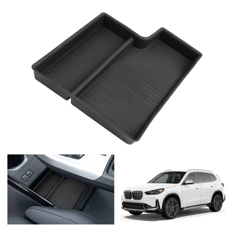 GAFAT Kompatibel mit Neu BMW X1 U11 iX1 / X2 U10 iX2 2023 2024 2025 Mittelkonsole Aufbewahrungsbox, iX1 Organizer Tray Unten die Mittelkonsole, TPE-Weichgummi, X1 U11 Zubehör (Vorderteil 1 Stück) von GAFAT