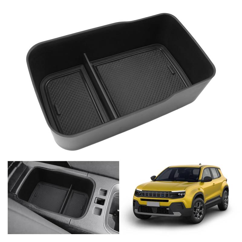 GAFAT Neu J eep Avenger 2023 2024 Mittelkonsole Aufbewahrungsbox, Avenger Hybrid EV 2023 Armlehne Organizer Tray Handschuhfach, Kompatibel mit Jeep Avenger Zubehör (Schwarz) von GAFAT