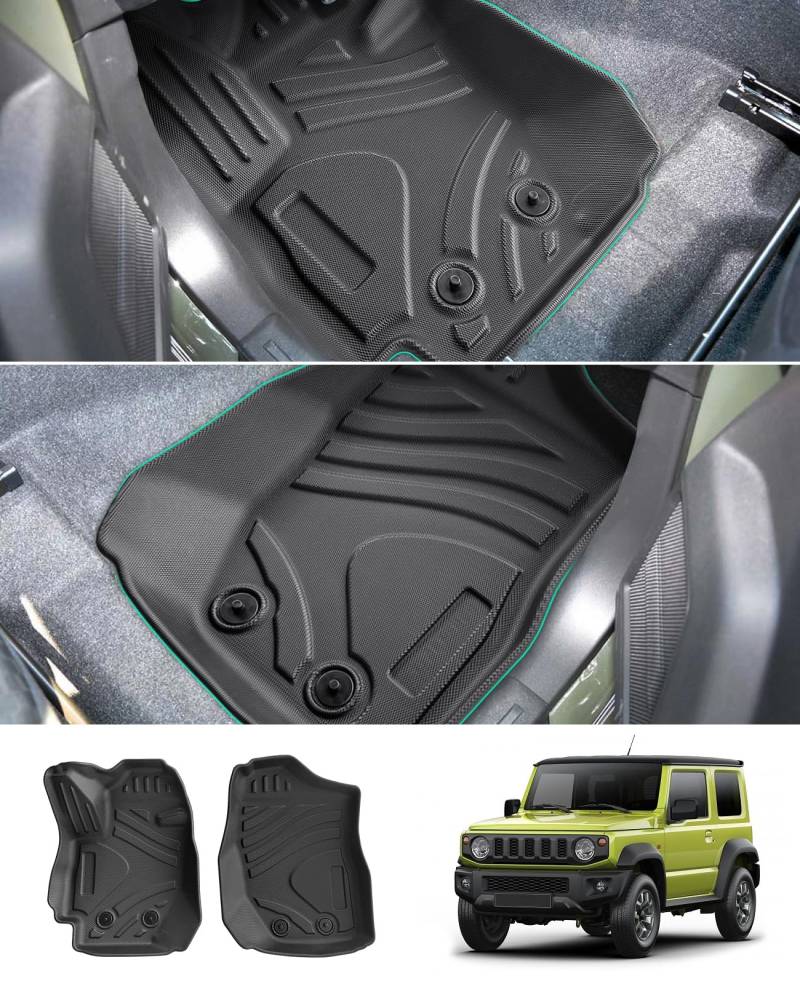 GAFAT Neu Suzuki Jimny 2021-2024 2025 JB64/JB74 (Automatikgetriebe) Fussmatten, TPE Allwetter Fußmatten für Suzuki Jimny Bj. 2021- Gummimatten Original 3D Scannen Hoher Kante 5-7 cm von GAFAT