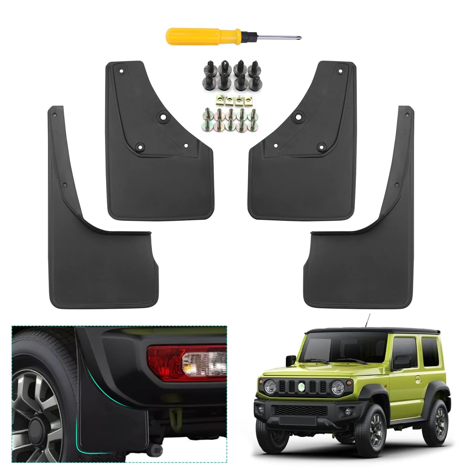 GAFAT Neu Suzuki Jimny JB64 JB74 2018-2024 2025 Schmutzfänger, Jimny JB74W Kotflügel Vorne und Hinten, Spritzschutz Auto ABS Kunststoff, Suzuki Jimny Zubehör (4 Stück) von GAFAT