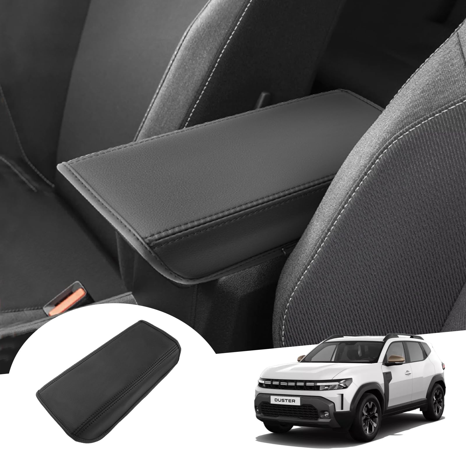 GAFAT Neuer Dacia Duster 3 2024 2025 Mittelarmlehne Abdeckung, für Dacia Duster III ab 2024- Mittelkonsole Armlehne Schutz Mikrofaser PU Leder Polster, Dacia Duster 3 Zubehör von GAFAT