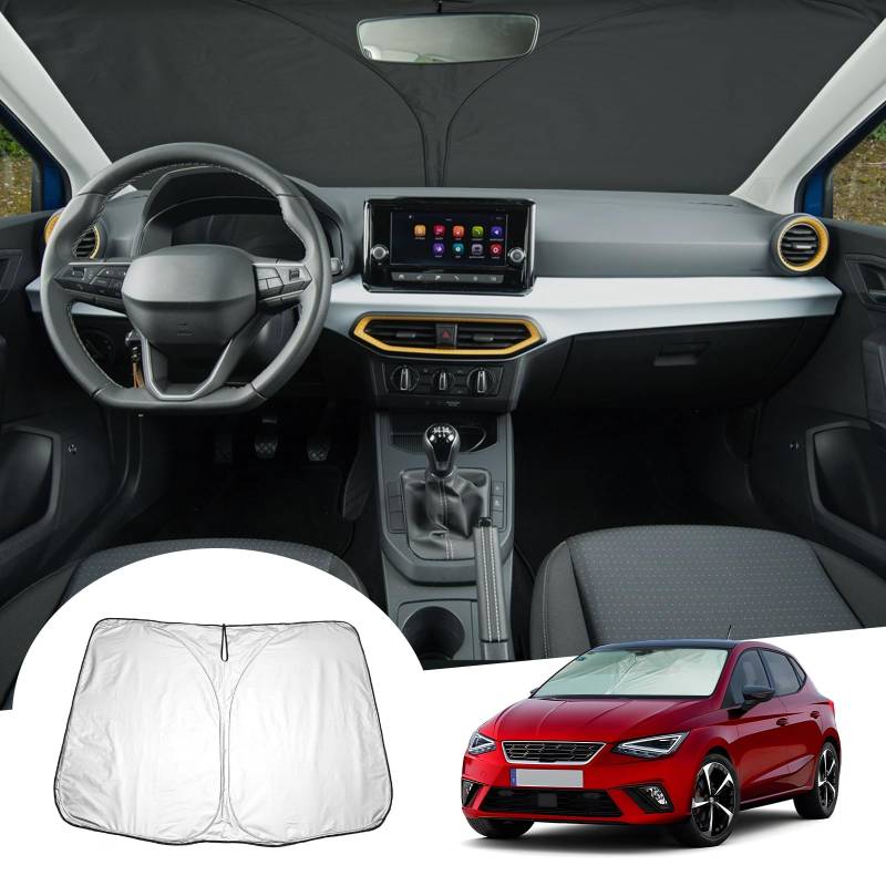 GAFAT Seat Ibiza 6F MK5 2017-2024 2025 Sonnenschutz Frontscheibe Innen, Ibiza V ab 2017- Windschutzscheibe Sonnenschirm Sonnenblende, Abkühlung, UV Schutz, Seat Ibiza 6F Zubehör von GAFAT