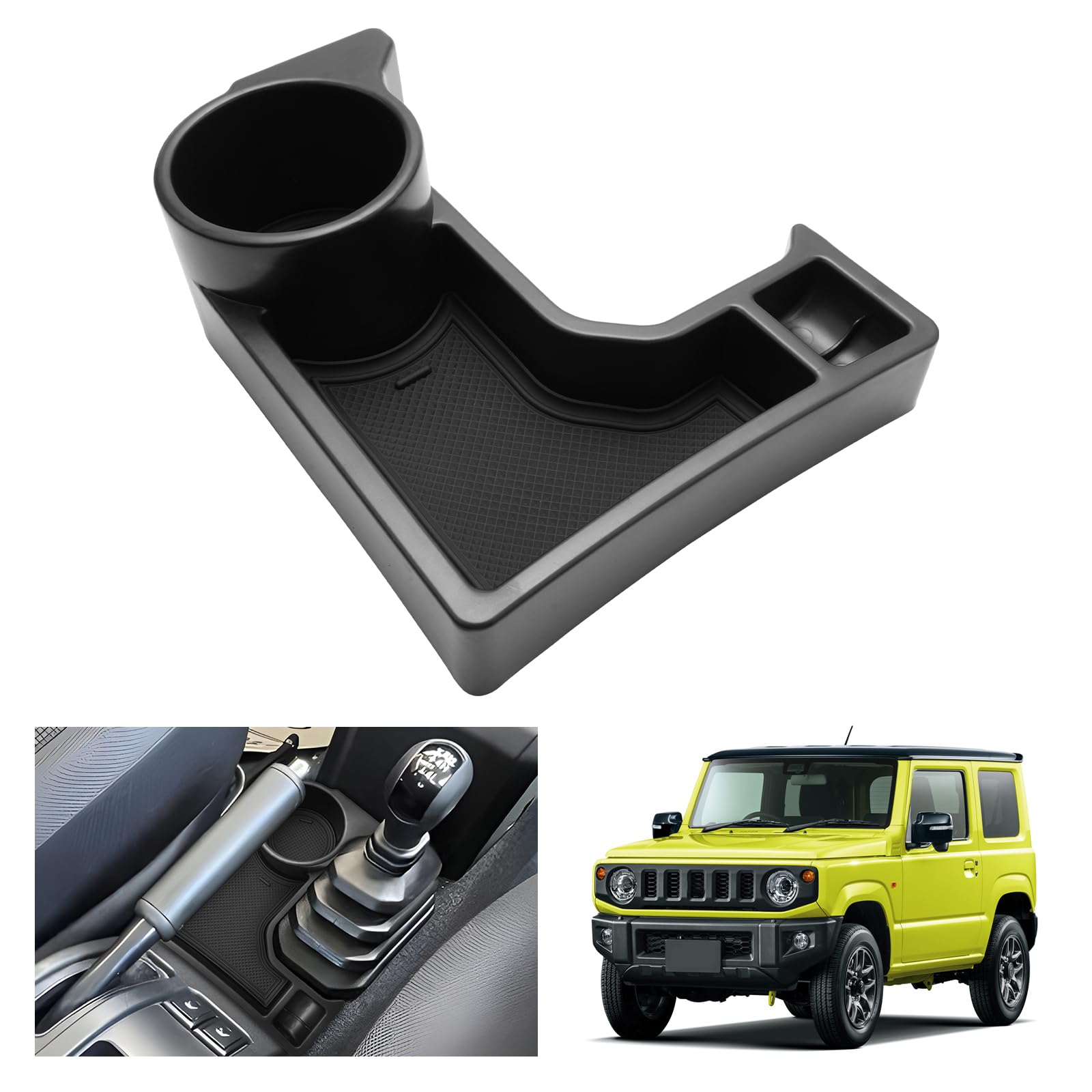 GAFAT Suzuki Jimny 2018-2024 2025 JB64/JB74 (Automatikgetriebe) Mittelkonsole Aufbewahrungsbox, Jimny Armlehne Organizer Tray mit Becherhalter, Suzuki Jimny Zubehör (Schwarz) von GAFAT