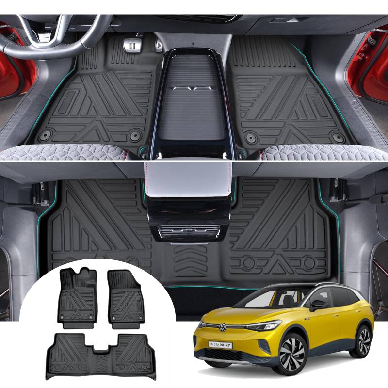 GAFAT V W ID.4 ID.5/ Skodα Enyaq iV 2021-2023 2024 Fussmatten, ID4 Fußmatten Gummimatten Original, 3D-Scannen TPE Hoher Rand, Kompatibel mit VW ID.4 Zubehör von GAFAT