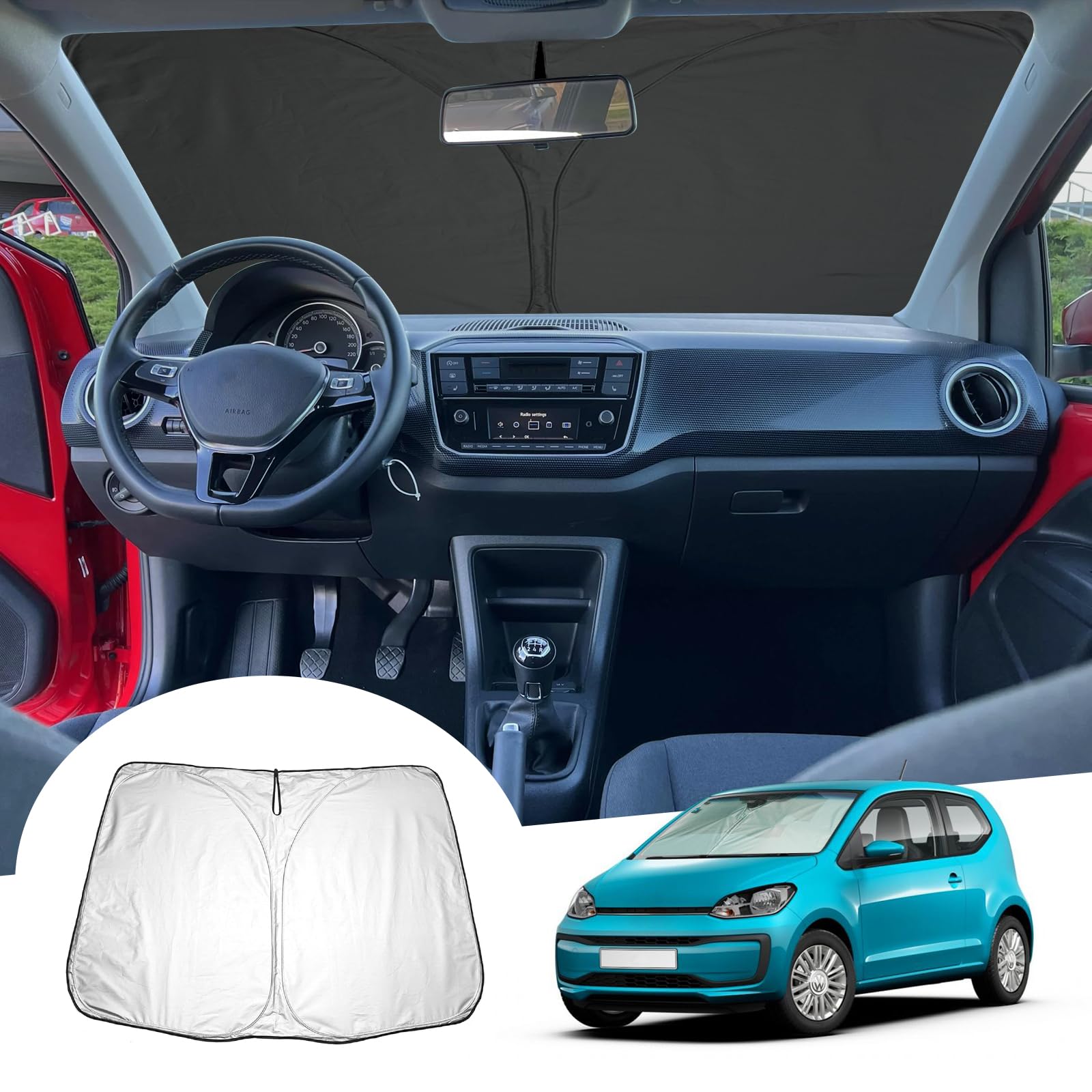 GAFAT V W UP GTI/Seat MII/Skod-a Citigo 2013-2023 2024 Sonnenschutz Frontscheibe Innen, Windschutzscheibe Sonnenschirm Sonnenblende, Abkühlung, UV Schutz, Kompatibel mit VW UP Zubehör von GAFAT