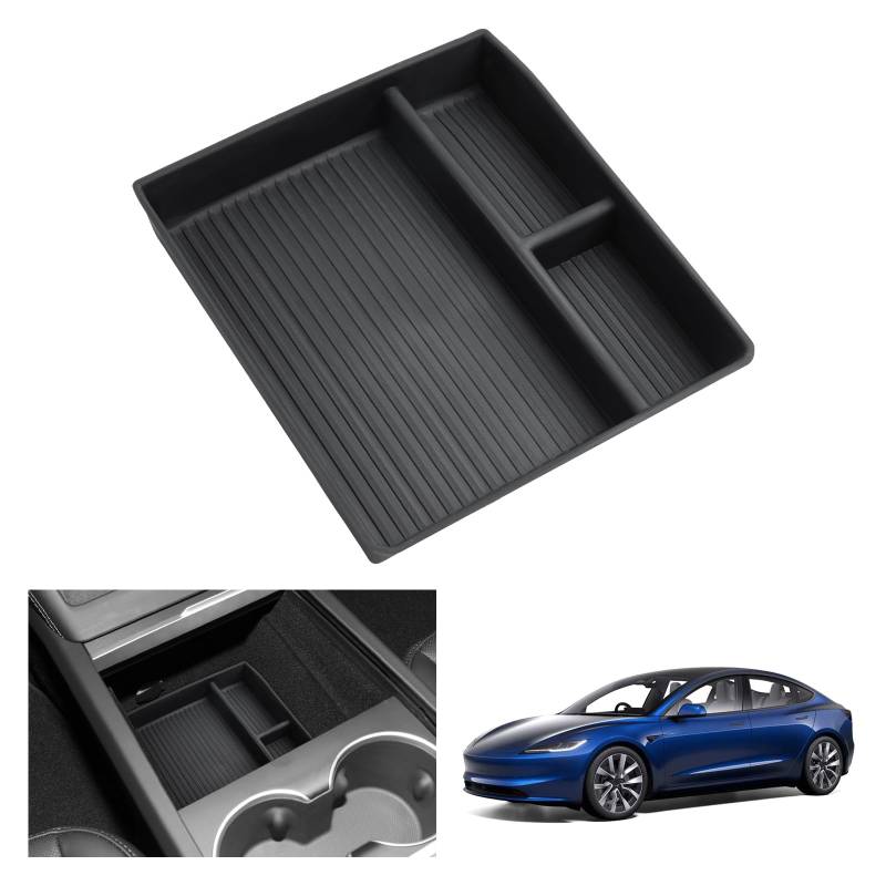 [Neu 2024] GAFAT Tesla Model 3 2024 2025 Mittelkonsole Aufbewahrungsbox, Tesla Model 3 Highland 2024 Stauraum Vorne Organizer Tray Handschuhfach, Tesla Model 3 2024 Zubehör (Untere) von GAFAT