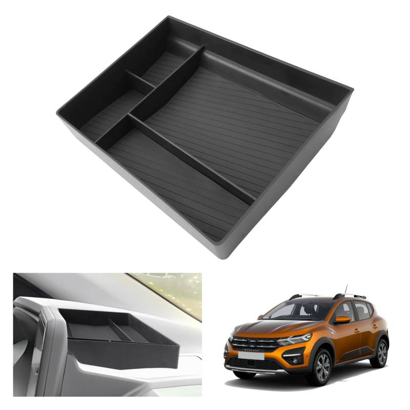 [Verbessert] GAFAT Dacia Sandero 3/Stepway 3/Dacia Jogger 2021-2024 2025 8" Mittelkonsole Aufbewahrungsbox, Sandero 3 Stepway 8" Media Nav Hinter dem Bildschirm Ablagen Organizer Tray von GAFAT