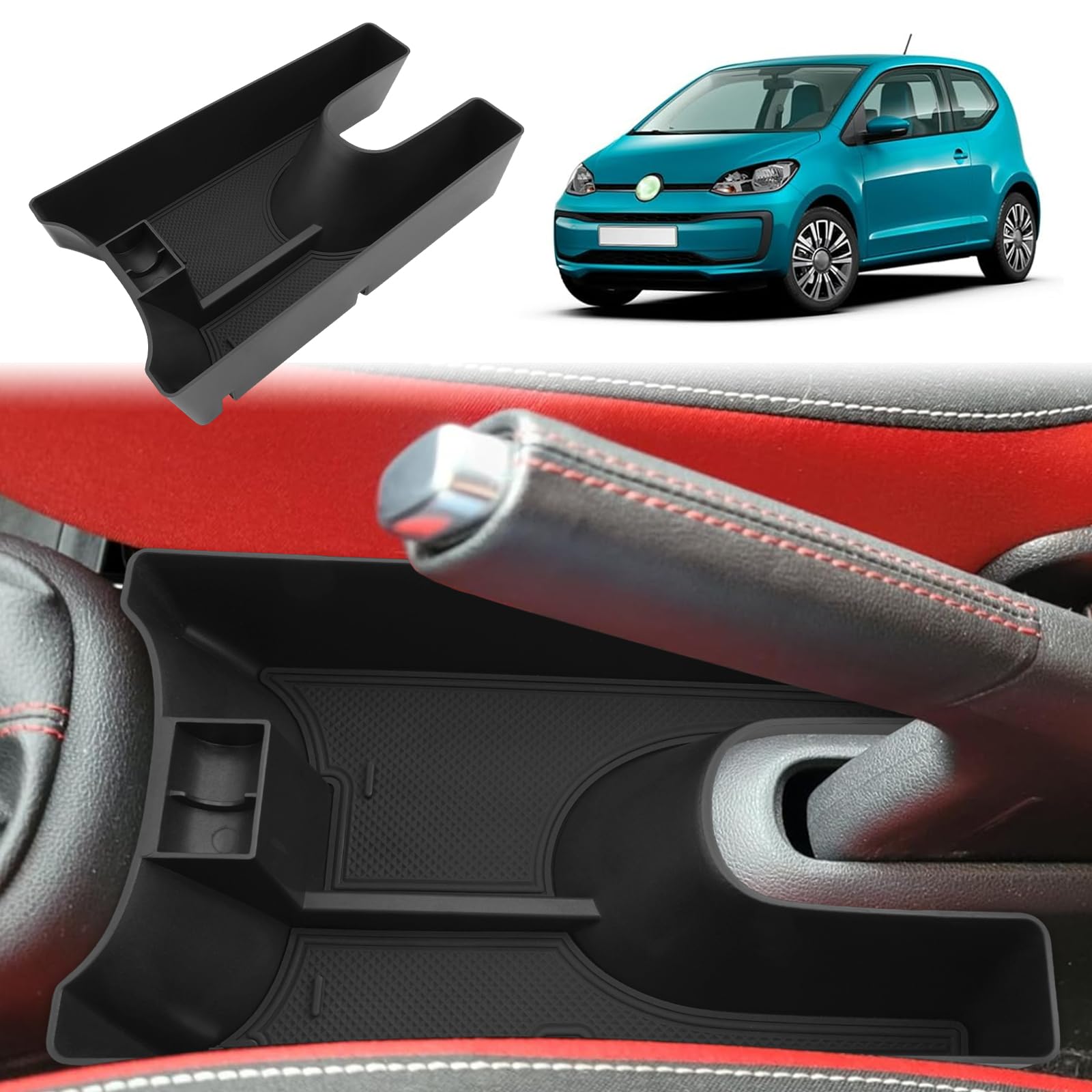 [Verlängern Plus] GAFAT V W UP GTI/Seat MII/Skodα Citigo 2013-2023 Mittelkonsole Aufbewahrungsbox, Organizer Tray Unten die Mittelkonsole, Mit Münzeinwurf, Kompatibel mit VW UP Zubehör von GAFAT