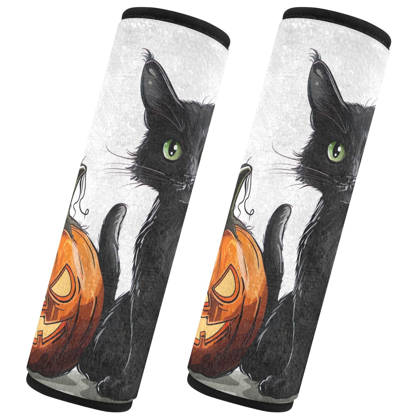 GAIREG Halloween Schwarze Katze mit grünen Augen Erwachsene Sicherheitsgurtbezüge Sicherheitsgurtbezug Pad für Erwachsene von GAIREG