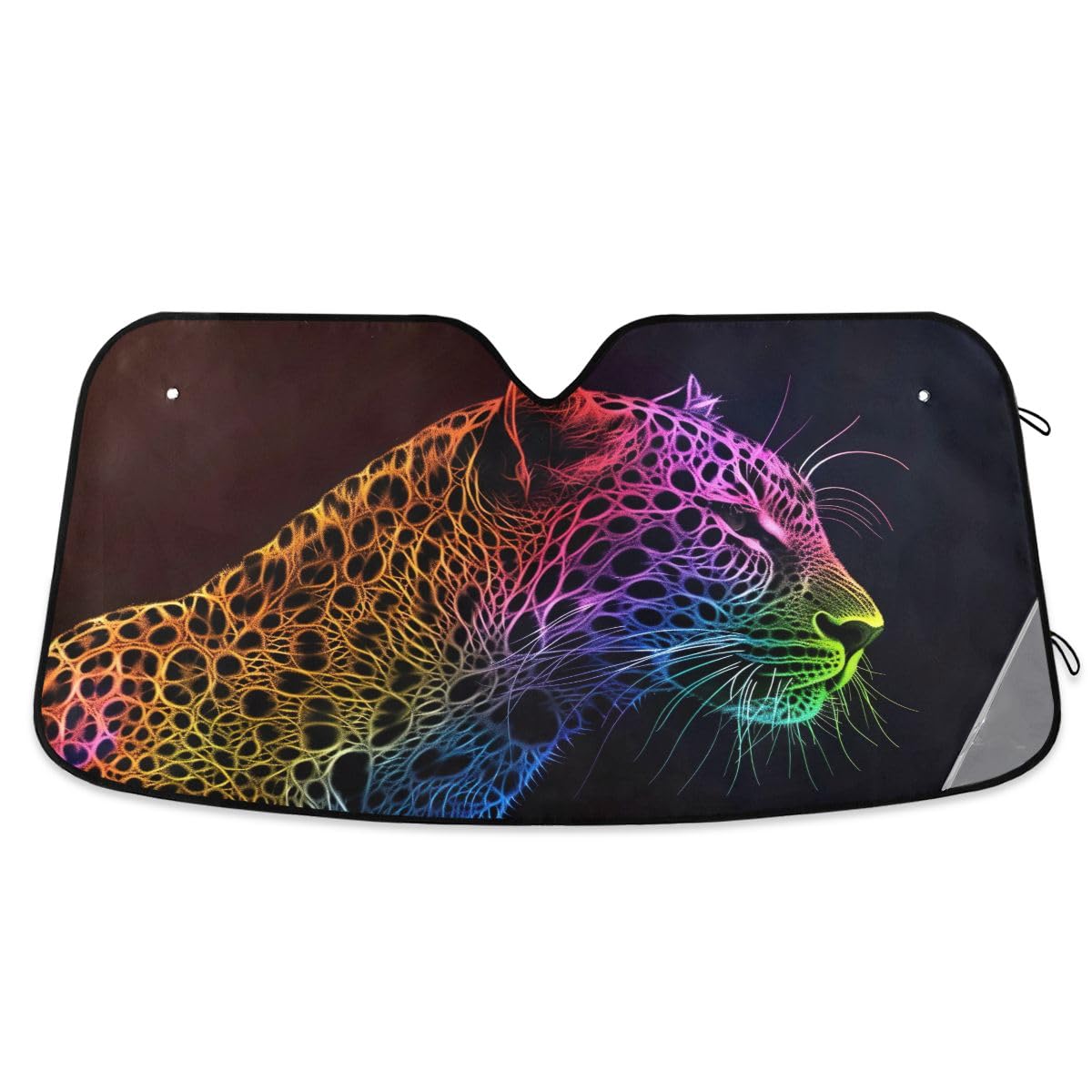 Sonnenblende für SUV, Leopardenmuster, Regenbogenfarben, 144 x 80 cm von GAIREG