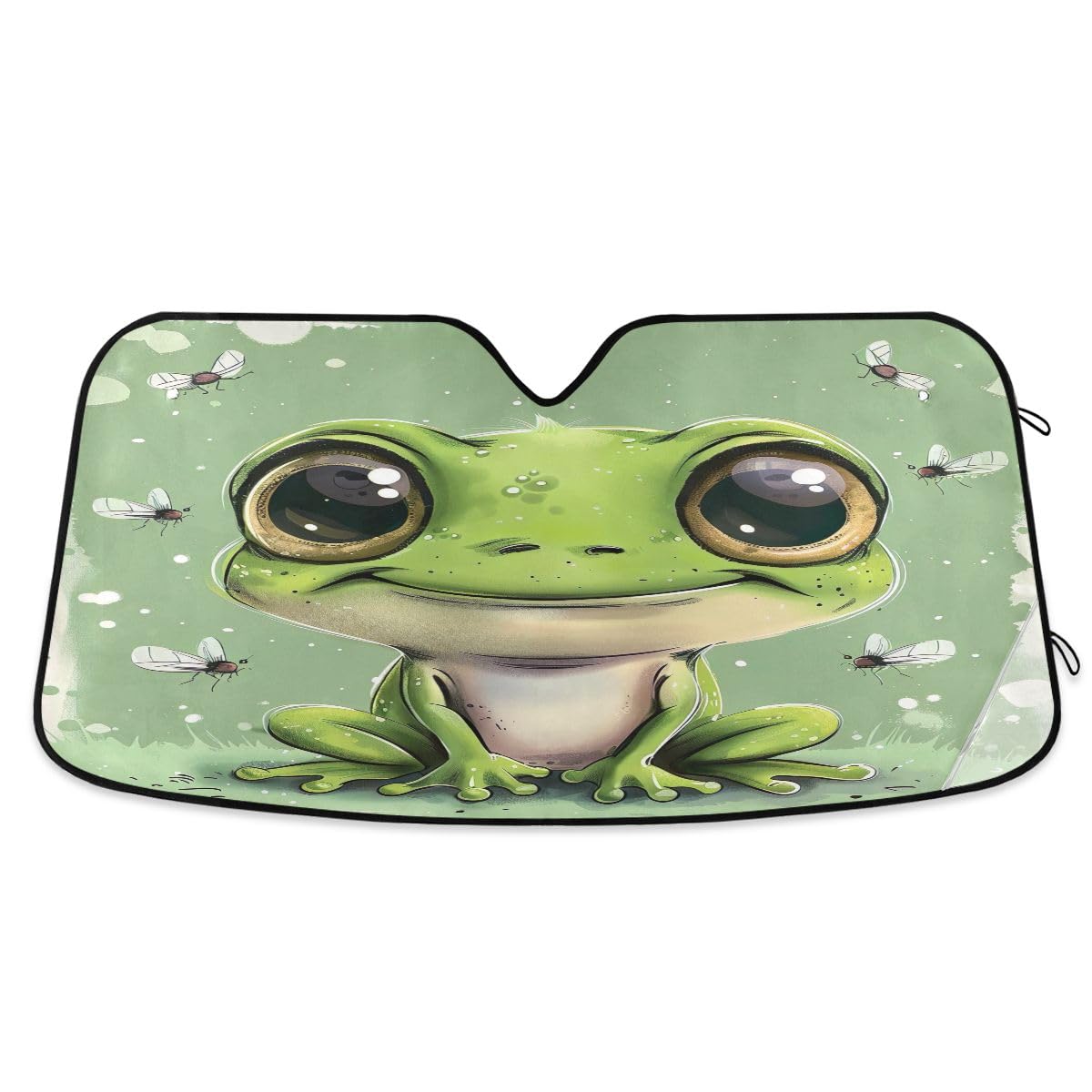 Süßer Cartoon-Frosch-Sonnenschutz für Windschutzscheibe, Sonnenschutz, 140 x 70 cm, Grün von GAIREG