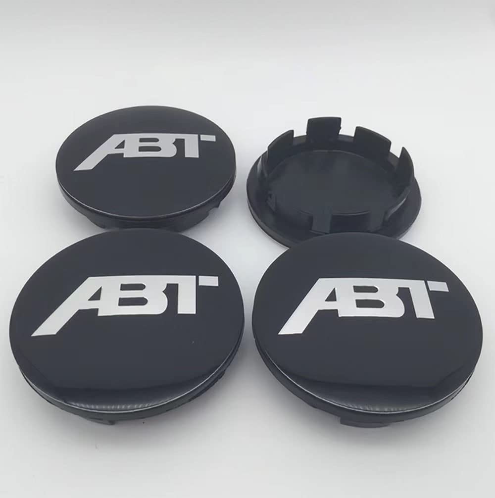 4 Stück Auto ABS Radnabenkappen für ABT 56mm 60mm 65mm 68mm Felgenkappen Nabenkappen Zubehör,C-65mm-black von GALGAN