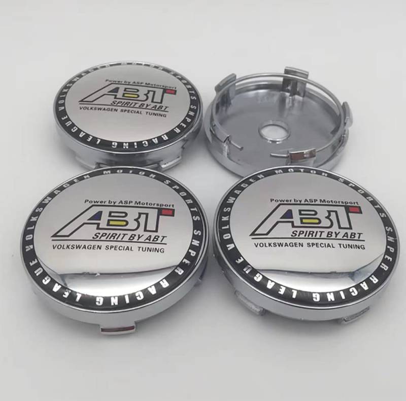 4 Stück Auto ABS Radnabenkappen für ABT 56mm 60mm 65mm 68mm Felgenkappen Nabenkappen Zubehör,E-60mm-White von GALGAN