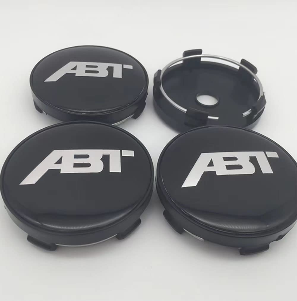 4 Stück Auto ABS Radnabenkappen für ABT 56mm 60mm 65mm 68mm Felgenkappen Nabenkappen Zubehör,F-60mm-black von GALGAN