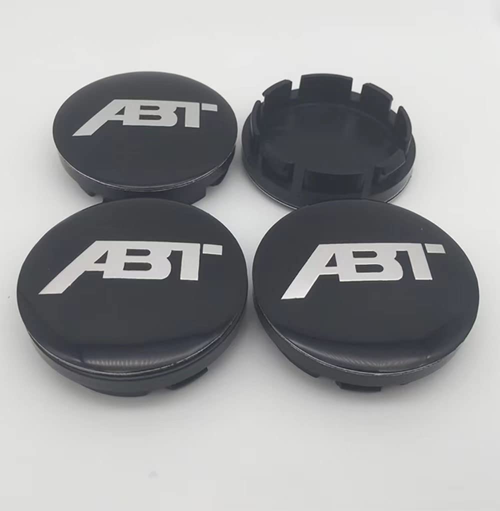 4 Stück Auto ABS Radnabenkappen für ABT 56mm 60mm 65mm 68mm Felgenkappen Nabenkappen Zubehör,G-56mm-black von GALGAN