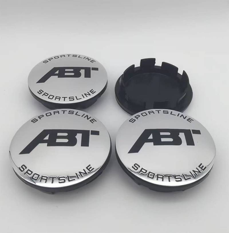 4 Stück Auto ABS Radnabenkappen für ABT 56mm 60mm 65mm 68mm Felgenkappen Nabenkappen Zubehör,I-56mm-White von GALGAN