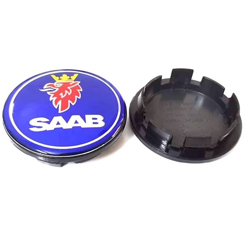 4 Stück Auto ABS Radnabenkappen für SAAB 03-10 BJ SCS 9-3 9-5 9-2x 9-5x 56mm 60mm 65mm 68mm Felgenkappen Nabenkappen Zubehör,C-65mm-black-blue von GALGAN