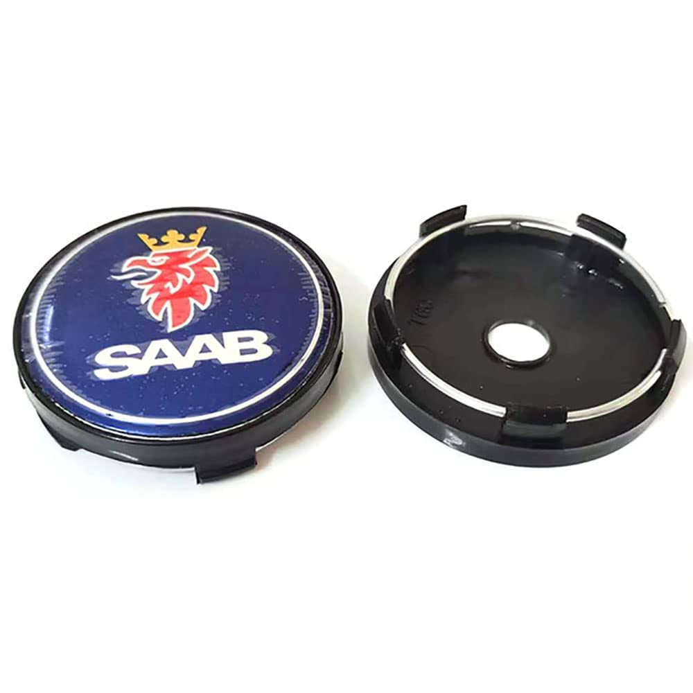 4 Stück Auto ABS Radnabenkappen für SAAB 03-10 BJ SCS 9-3 9-5 9-2x 9-5x 56mm 60mm 65mm 68mm Felgenkappen Nabenkappen Zubehör,D-60mm-black-blue von GALGAN