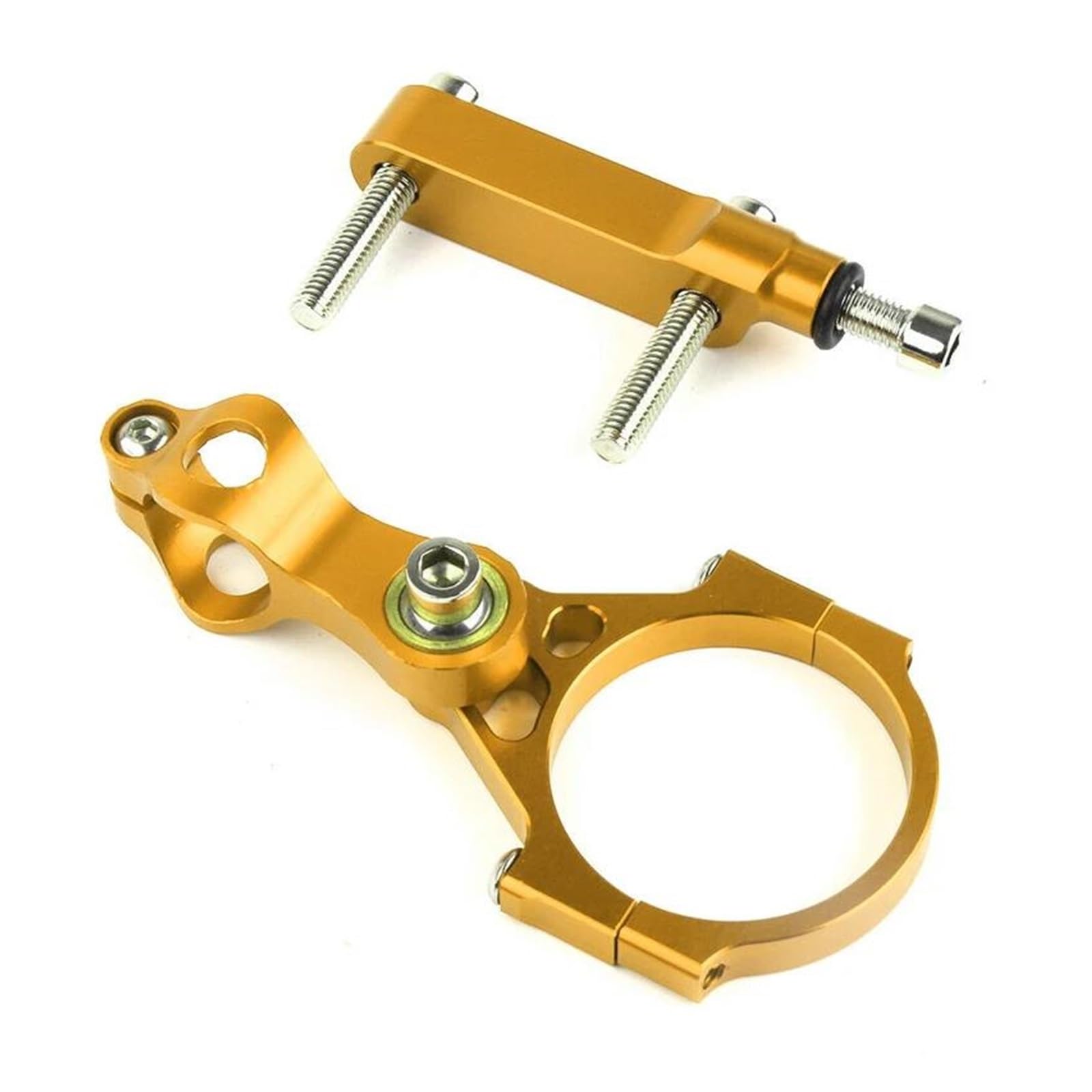 Dämpfer Lenkungsstabilisator Dämpfer Stabilisator Halterung Montage Halter Kit Motorrad Lenkung Für Kawasaki Für KLE650 LE650E 2015-2022 Motorräder Aluminium Dämpfer(Gold) von GALSOR