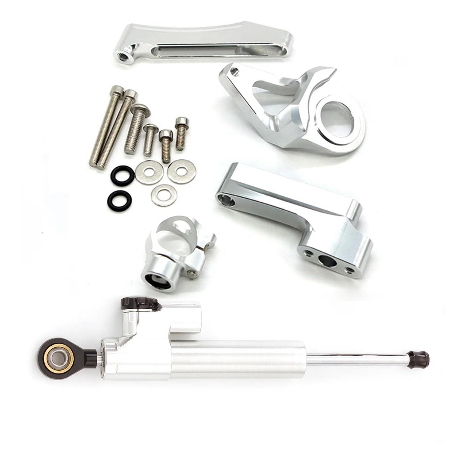 Dämpfer Lenkungsstabilisator Dämpfer Stabilisieren Montage Halterung Motorrad Lenkung Für Suzuki Für GSX1300R 1998-2019 Motorräder Aluminium Dämpfer(Silver) von GALSOR