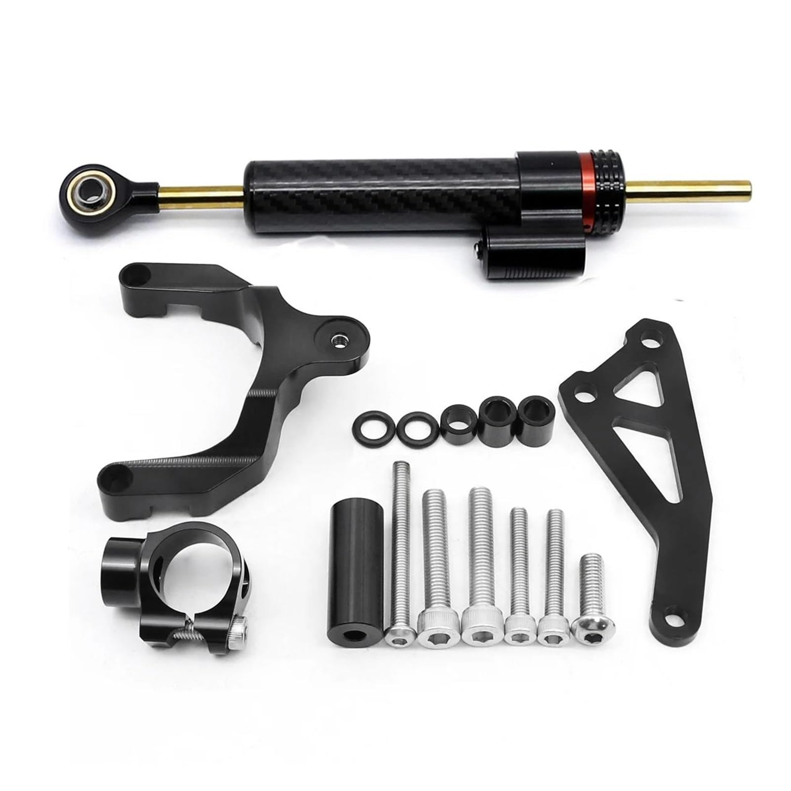 Dämpfer Lenkungsstabilisator Fiber Cabon Lenkungsdämpfer Stoßdämpfer Montagehalterung Kit FÜR Suzuki Für GSR750 2011-2015, Für GSR600 2006-2010 Motorräder Aluminium Dämpfer(Damper n Bracket F) von GALSOR