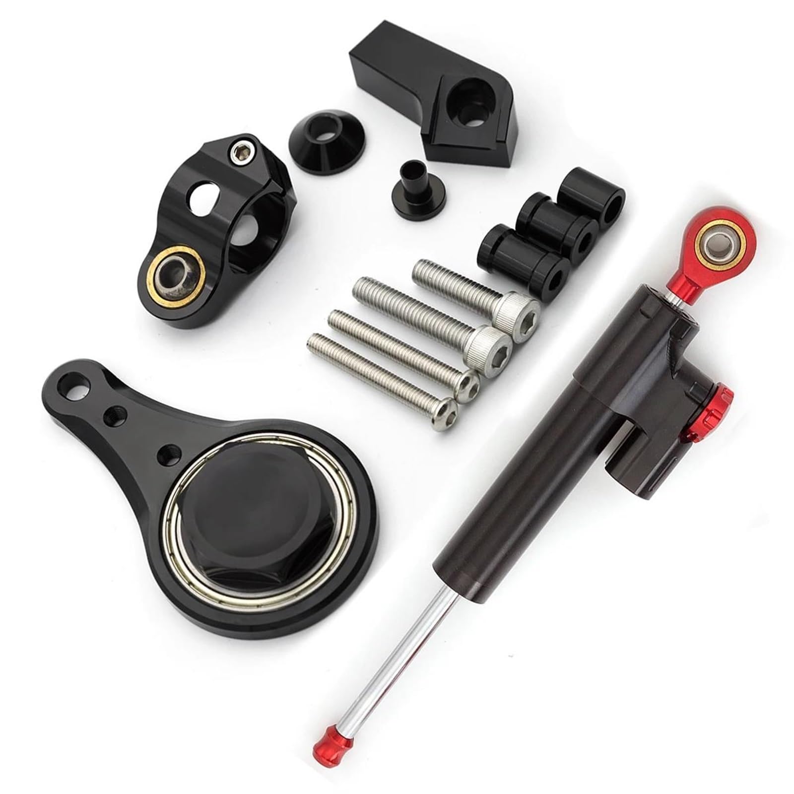 Dämpfer Lenkungsstabilisator Für KAWASAKI Für ZX636 ZX-6R 2005-2006 Motorräder Lenkung Stabilisieren Dämpfer Halterung Montieren Montage Unterstützung Halter Kit Set Motorräder Aluminium Dämpfer(Black von GALSOR