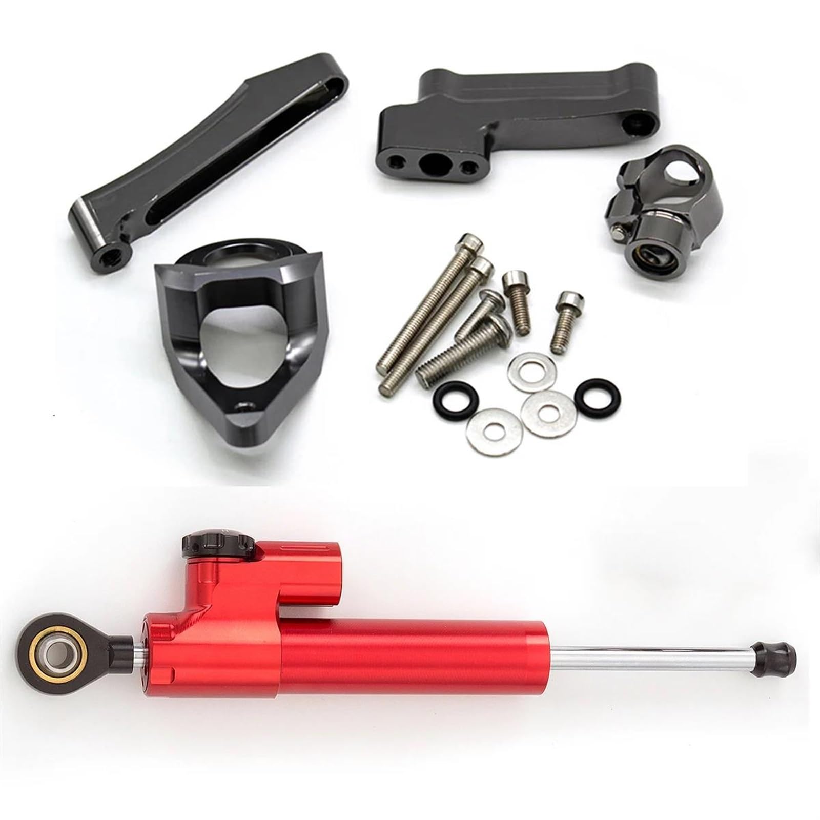 Dämpfer Lenkungsstabilisator Für Suzuki Für GSX1300R 1998-2019 CNC Motorrad Lenkung Dämpfer Stabilisieren Montage Halterung Motorräder Aluminium Dämpfer(Red) von GALSOR